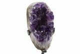 Brilliant Amethyst Geode With Metal Stand - Uruguay #342493-1